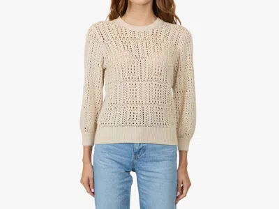 Autumn Cashmere Puff Sleeve Tile Stitch Sweater In Natural In White