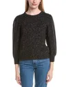 Autumn Cashmere Puff Sleeve Wool & Cashmere-blend Sweater In Black