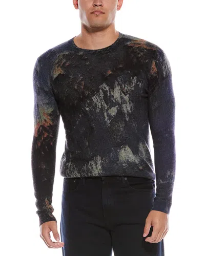 Autumn Cashmere Quarry Print Cashmere Crewneck Sweater In Blue