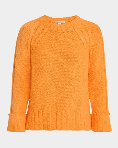 Autumn Cashmere Raglan-sleeve Crewneck Cotton Sweater In Orange