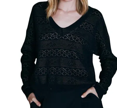 Autumn Cashmere Reversible 2-tone Pointelle Boxy V In Black/camo