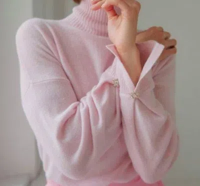 Autumn Cashmere Rhinestone Button Sleeve Mock Neck Sweater In Fairy Dust In Multi