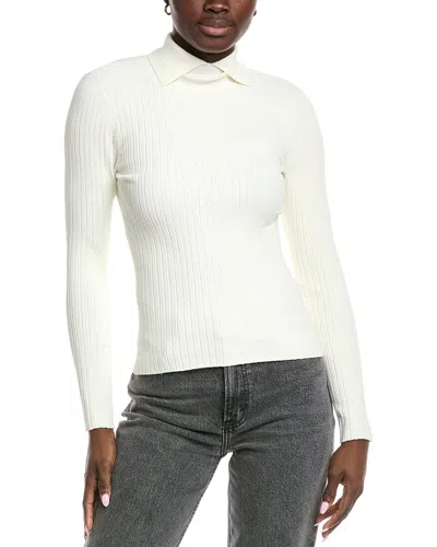 Autumn Cashmere Rib Collar Sweater In White