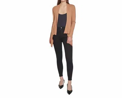 Autumn Cashmere Rib Drape Cardigan In Wicker In Beige