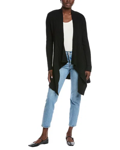 Autumn Cashmere Rib Drape Cashmere & Wool-blend Cardigan In Black