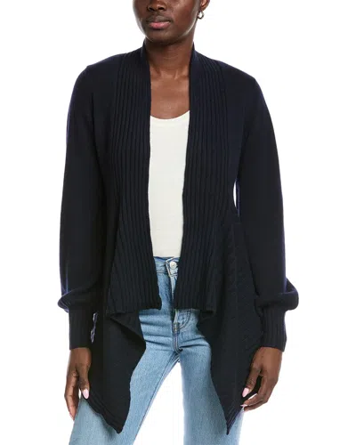 Autumn Cashmere Rib Drape Cashmere & Wool-blend Cardigan In Blue