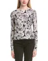 Autumn Cashmere Rose Print Cashmere Sweater In Black