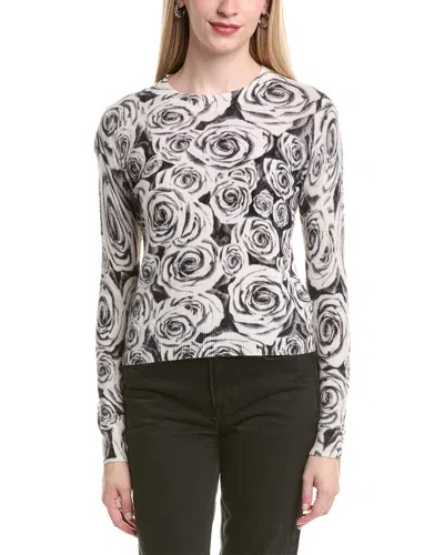 Autumn Cashmere Rose Print Cashmere Sweater In Black
