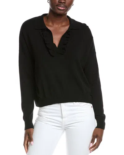 Autumn Cashmere Ruffle Jonny Collar Cashmere Sweater In Black