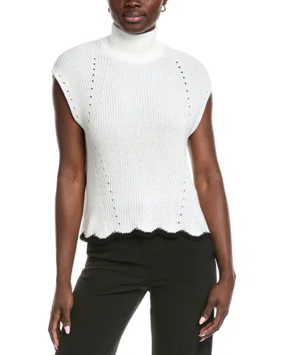 Autumn Cashmere Scallop Edge Sweater In White