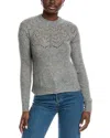 Autumn Cashmere Scalloped Pointelle Yoke Cashmere & Silk-blend Sweater In Gray