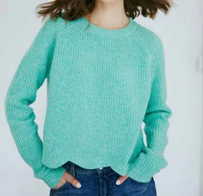 Autumn Cashmere Scalloped Shaker Sweater In Pond In Blue