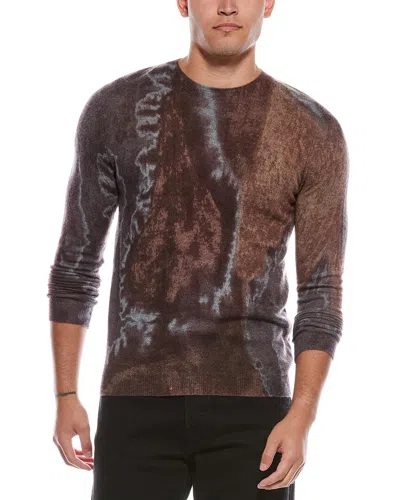 Autumn Cashmere Scorched Print Cashmere Crewneck Sweater In Brown