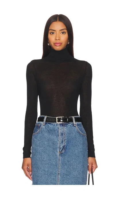 Autumn Cashmere Second Skin Sheer Mock In Black
