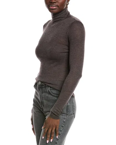Autumn Cashmere Second Skin Sheer Mock Cashmere Sweater In Brown