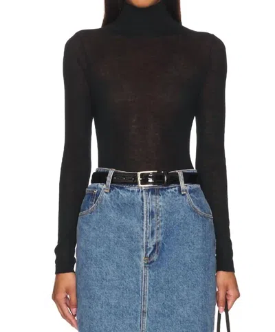 Autumn Cashmere Second Skin Sheer Mock Neck Sweater In Black