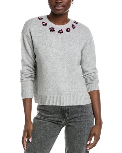 Autumn Cashmere Sequin Flowers Cashmere Sweater In Gray