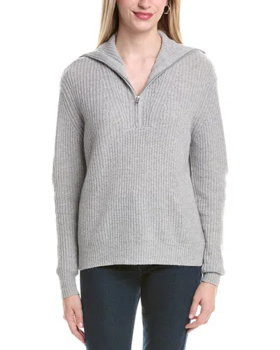 Autumn Cashmere Shaker 1/2-zip Mock Neck Cashmere Sweater In Gray