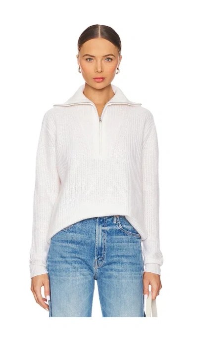 Autumn Cashmere Shaker 1/2 Zip Mock Neck Sweater In Chalk