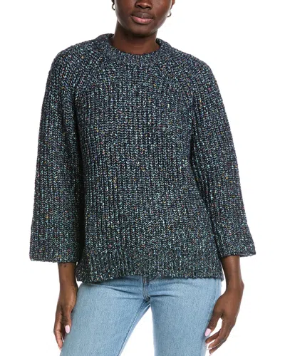 Autumn Cashmere Shaker 3/4-sleeve Alpaca-blend Sweater In Gray