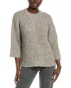Autumn Cashmere Shaker 3/4-sleeve Alpaca-blend Sweater In Green