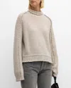 Autumn Cashmere Speckled Mock-neck Ruffle Sweater In Multi
