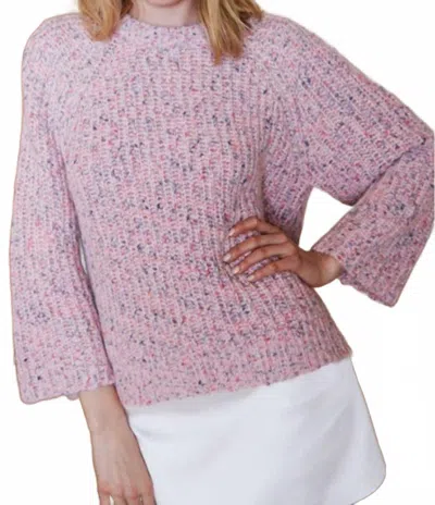 Autumn Cashmere Shaker Quarter Sleeve Crew Sweater In Birthday Cake In Pink