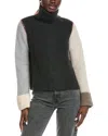 Autumn Cashmere Shaker Stitch Colorblocked Cashmere Sweater In Green