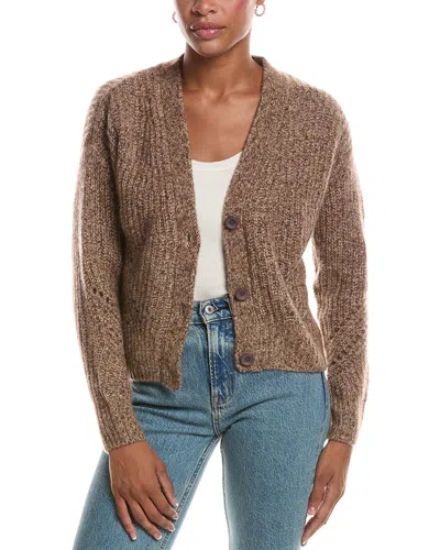 Autumn Cashmere Shaker V-neck Cashmere & Silk-blend Cardigan In Brown