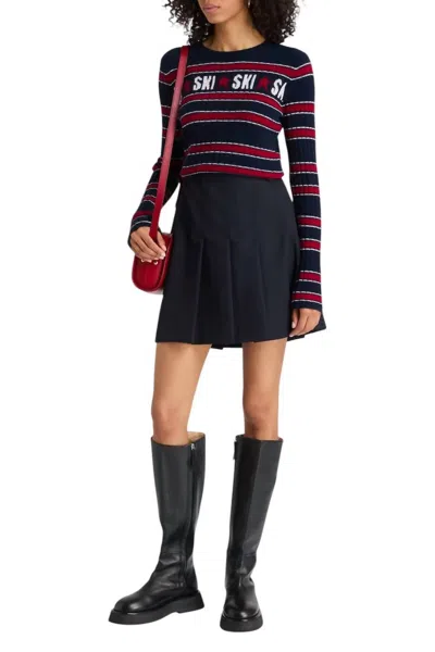 Autumn Cashmere Ski Crew Cashmere Jumper In Navy/ruby In Blue