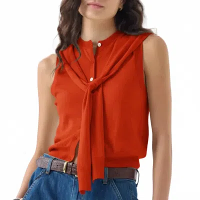 Autumn Cashmere Sleeveless Cardigan Vest In Blood Orange In Red