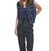 Autumn Cashmere Sleeveless Jacket Vest In Denim/camel In Multi