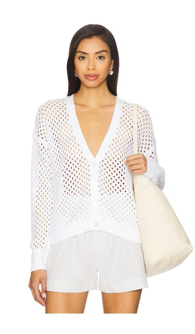 Autumn Cashmere Solid Mesh Cardigan In White
