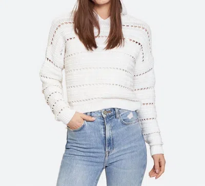 AUTUMN CASHMERE SOLID POINTELLE HOODIE IN BLEACH WHITE