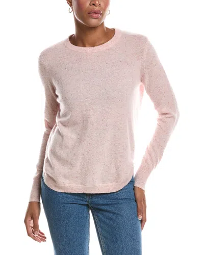 Autumn Cashmere Solid Shirttail Crewneck Cashmere Sweater In Pink