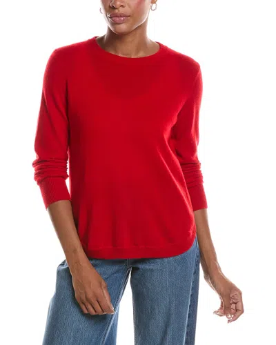 Autumn Cashmere Solid Shirttail Crewneck Cashmere Sweater In Red