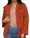Autumn Cashmere Southwest Fringed Shawl Collar Throw Jacket In Persimmon In Brown
