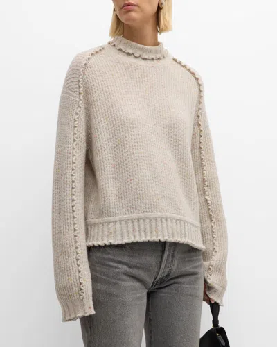 Autumn Cashmere Speckled Mock-neck Ruffle Sweater In Multi