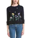 Autumn Cashmere Spring Flowers Embroidered Sweater In Blue