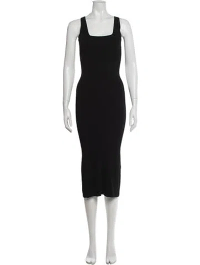 Pre-owned Autumn Cashmere Square Neckline Midi Length Dress In Black