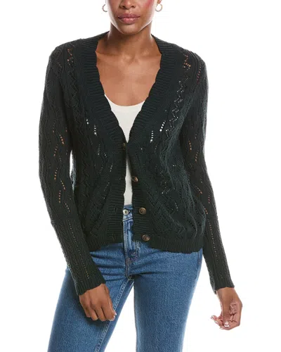 Autumn Cashmere Stitchery Patchwork V-neck Cardigan In Black