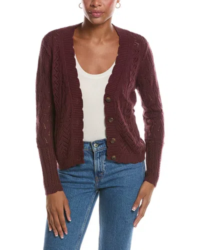 Autumn Cashmere Stitchery Patchwork V-neck Cardigan In Burgundy