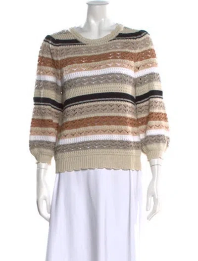 Pre-owned Autumn Cashmere Striped Crew Neck Sweater In Neutral