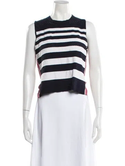 Pre-owned Autumn Cashmere Striped Crew Neck Sweater In White