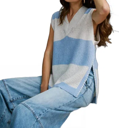 Autumn Cashmere Striped Mesh Gilet In Slate/mojave In Multi