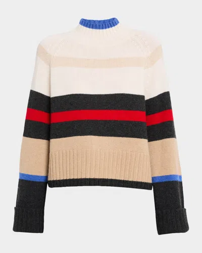 Autumn Cashmere Striped Mock-neck Cashmere Sweater In Multi