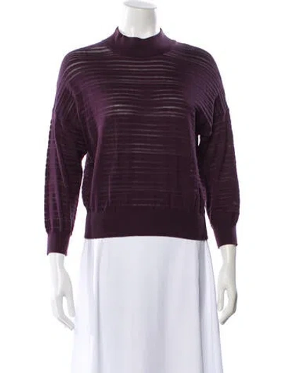 Pre-owned Autumn Cashmere Striped Mock Neck Sweater In Purple