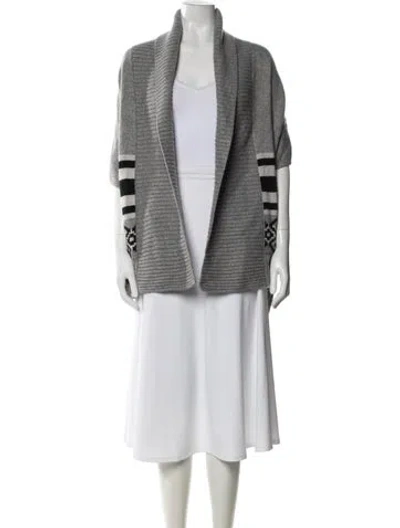 Pre-owned Autumn Cashmere Striped Open Front Sweater In Gray
