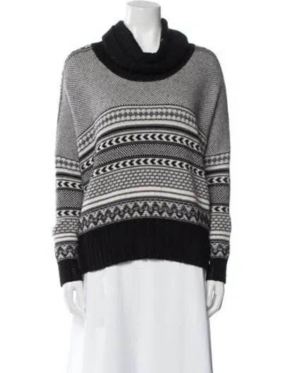 Pre-owned Autumn Cashmere Striped Turtleneck Sweater In Black