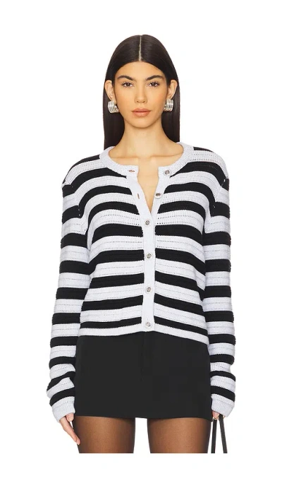 Autumn Cashmere Textured Stripe Jacket In Platinum & Black
